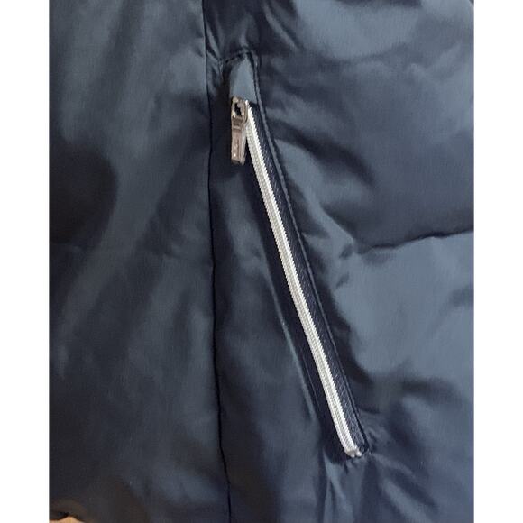 Womens Medium NVO Navy Blue Golf Vest with Zipper, Snaps and Faux Fur Trim Colla - Picture 5 of 13